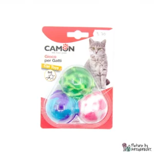 CAMON 3 palline da gioco per gatti con morsetto - DM=3 cm