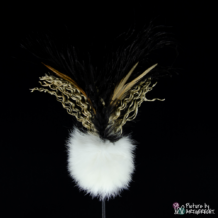 LIONSLIKE Plumeau promotionnel - Peluche de fourrure de lapin - Herbe aquatique & plumes d'autruche