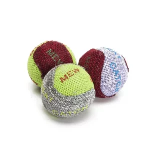 CAMON Bälle aus bunter Jute mit Rassel - 3 Stk. - DM 4.5 cm