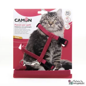 Pettorina e guinzaglio CAMON - BIG CAT - Lunghezza 120 cm - Rosso