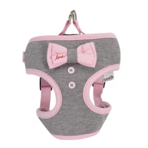 CAMON Geschirr Grau/Rosa mit Schleife - Grösse XXS - Bauchumfang 33/41