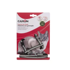 CAMON Geschirr und Leine - GLOW IN THE DARK - Länge 120 cm - Schwarz