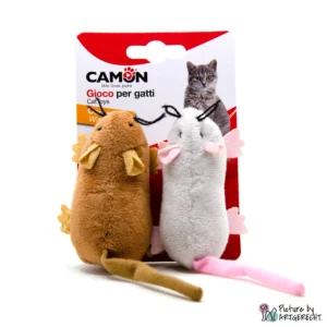CAMON CatNip topi da gioco riempibili - marrone e grigio chiaro - 8 cm