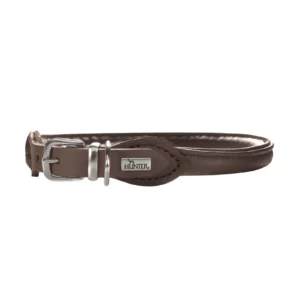 HUNTER Halsband aus Elchleder - Round & Soft Petit Elk - 30-33 cm - Mokka