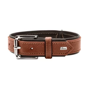 HUNTER Halsband aus Elchleder - 29-35 cm - Cognac/Schwarz