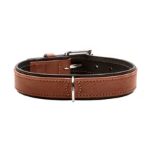 HUNTER Halsband aus Elchleder - 29-35 cm - Cognac/Schwarz