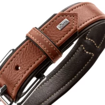 HUNTER Halsband aus Elchleder - 29-35 cm - Cognac/Schwarz