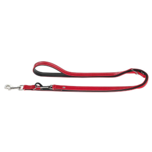 HUNTER Adjustable dog lead Capri - Nappa leather - 1.5x200 cm - Red/Black
