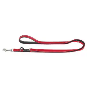 HUNTER Adjustable dog lead Capri - Nappa leather - 1.5x200 cm - Red/Black