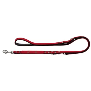 HUNTER Hundeleine aus Leder und Filz - Rentier - 1.8 cm x 200 cm - Rot/Schwarz