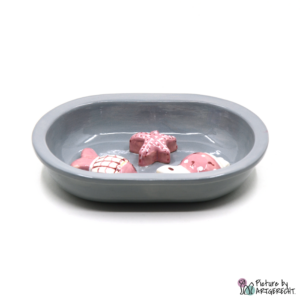 Ciotola in ceramica Svizzera Ciotola in ceramica per alimentatore automatico Surefeed - Ciotola antistrisciamento - Grigio con abitanti acquatici