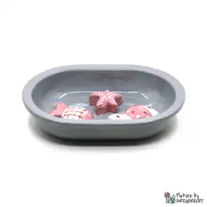 Ciotola in ceramica Svizzera Ciotola in ceramica per alimentatore automatico Surefeed - Ciotola antistrisciamento - Grigio con abitanti acquatici
