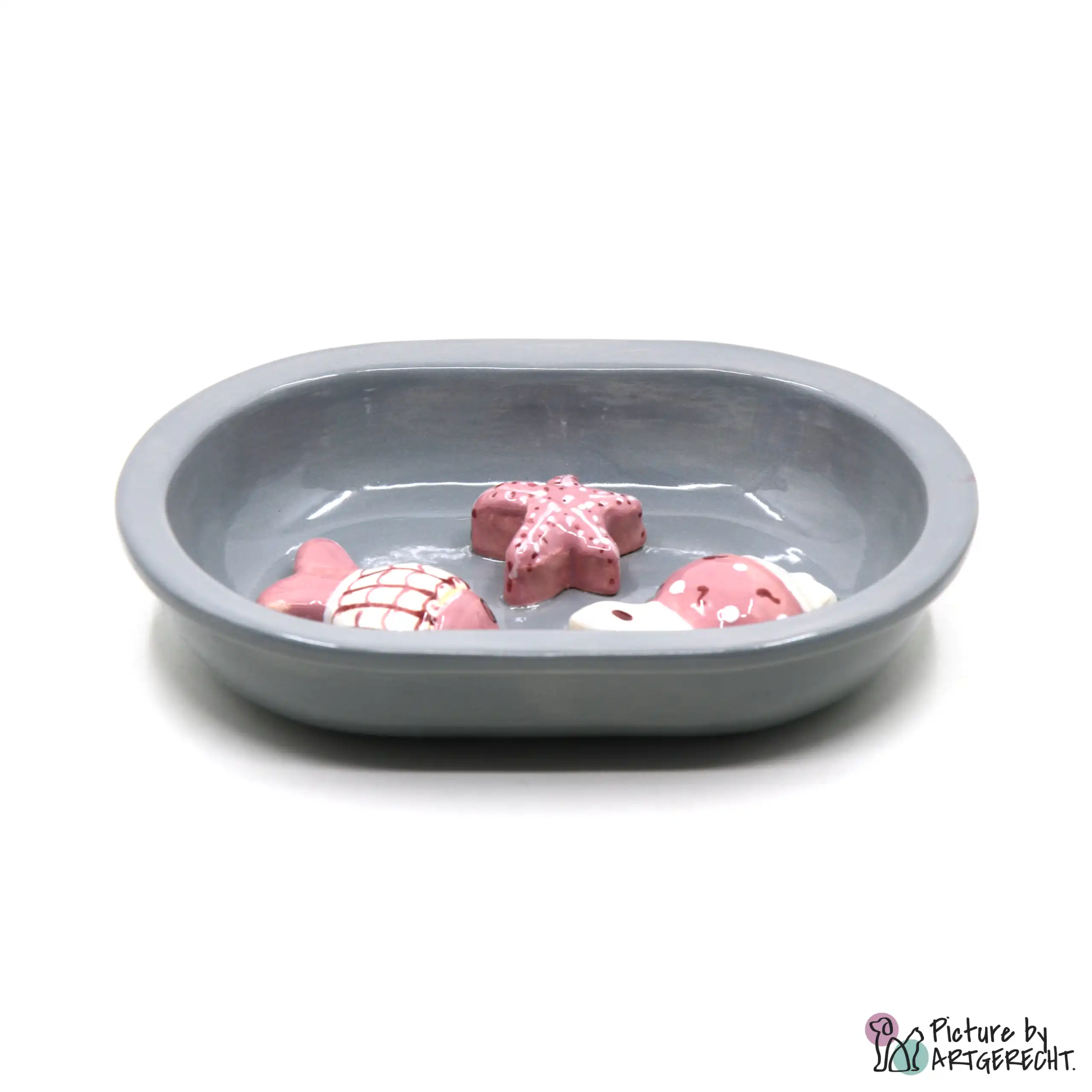 Ceramic bowl Switzerland Ceramic bowl for Surefeed automatic feeder - Anti-snagging bowl - gray with aquatic inhabitants