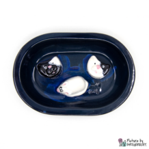 Ciotola in ceramica Svizzera Ciotola in ceramica per mangiatoia automatica Surefeed - ciotola anti-serpente - nero/blu con gatto e topo