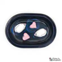 Ecuelle en céramique Suisse Ecuelle en céramique pour distributeur automatique de nourriture Surefeed - Ecuelle anti-glissement - Noir/Bleu avec souris et cœurs