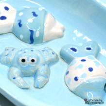 Ciotola in ceramica Svizzera Ciotola in ceramica per alimentatore automatico Surefeed - Ciotola antiaggrovigliamento - Turchese con abitanti acquatici