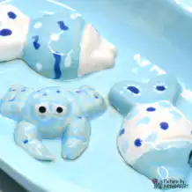 Ciotola in ceramica Svizzera Ciotola in ceramica per alimentatore automatico Surefeed - Ciotola antiaggrovigliamento - Turchese con abitanti acquatici