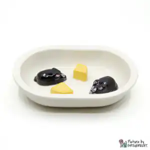 Ecuelle en céramique Suisse Ecuelle en céramique pour distributeur automatique de nourriture Surefeed - Ecuelle anti-glissement - Blanc avec souris et fromage