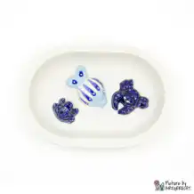 Ecuelle en céramique Suisse Ecuelle en céramique pour distributeur automatique de nourriture Surefeed - Ecuelle anti-glissement - Blanc avec habitants aquatiques (bleu clair)
