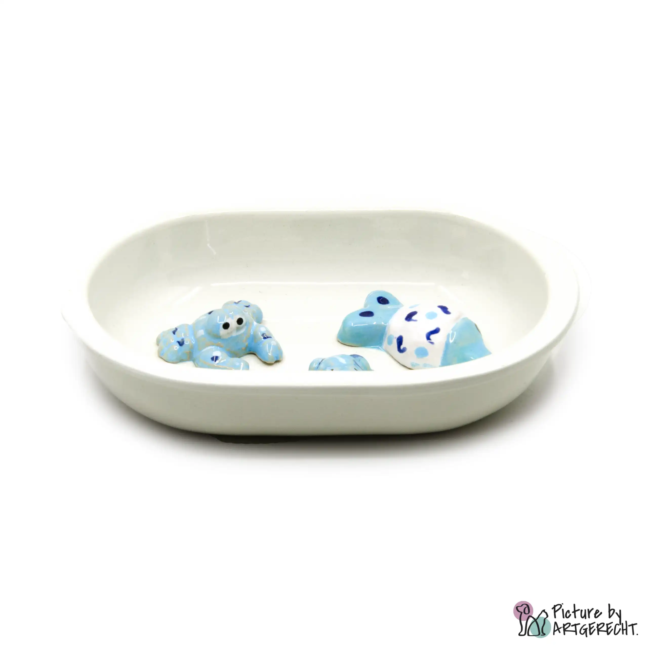 Ceramic bowl Switzerland Ceramic bowl for Surefeed automatic feeder - Anti-snagging bowl - White with aquatic inhabitants (light blue)