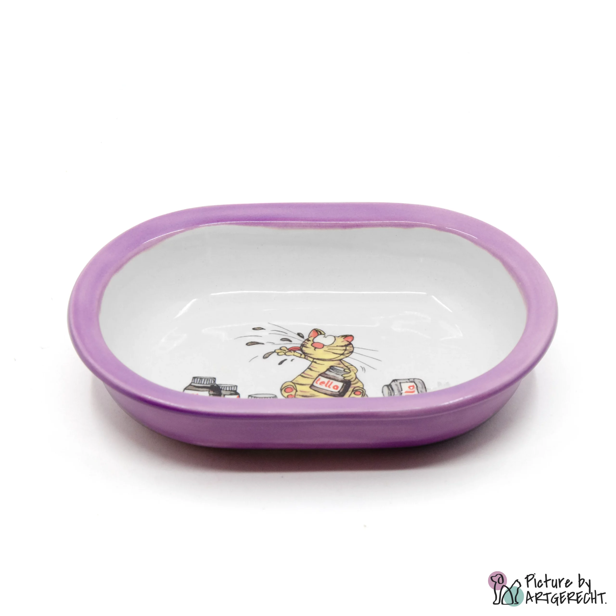 Ceramic bowl Switzerland Ceramic bowl for Surefeed feeder with Pucki motif - Purple "Schleckmaul"