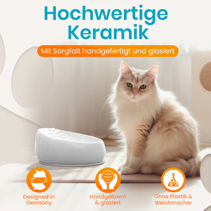 Lucky-Kitty Trinkbrunnen aus Keramik - Grau - Image 5