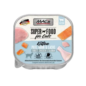 MAC's SUPERFOOD KITTEN - Pute, Huhn & Lachs - Schale - 100 g