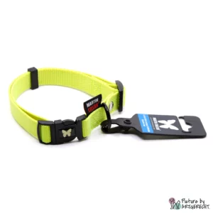 Martin Sellier collar - length 35-50 cm - width 2 cm - fluorescent yellow