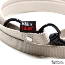 Martin Sellier Leine - 3-Stufen Länge 145/175/220 cm - Breite 2 cm - hellgrau