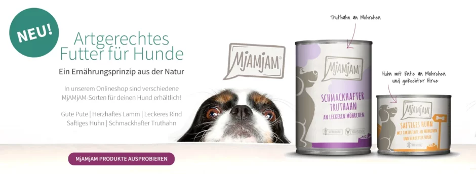 MjAMjAM Hundefutter in Dosen mit natürlichen Rezepturen für artgerechte Hundeernährung