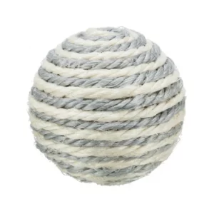 TRiXiE palla da gioco in sisal con sonaglio - bianco/grigio - DM 6 cm