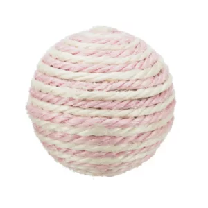 TRiXiE Spielball aus Sisal mit Rassel - weiss/rosa - DM 6 cm