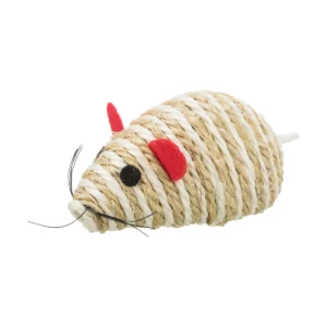 TRiXiE topo da gioco in sisal con sonaglio per gatti di taglia grande - bianco/marrone