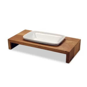 WOLTERS Meshidai Siam True - gamelle en céramique sur support en bois - teck/marron