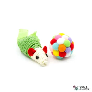 WOUAPY Katzenspielzeug - Ball mit Schelle und Sisalmaus