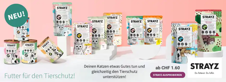 STRAYZ Katzenfutter im Beutel und in der Dose für artgerechte Katzenernährung und Tierschutz